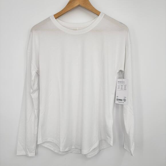 ATHLETA Move With Ease Top Bright White XS Long Sleeve Tee Lightweight Relaxed - Picture 6 of 8